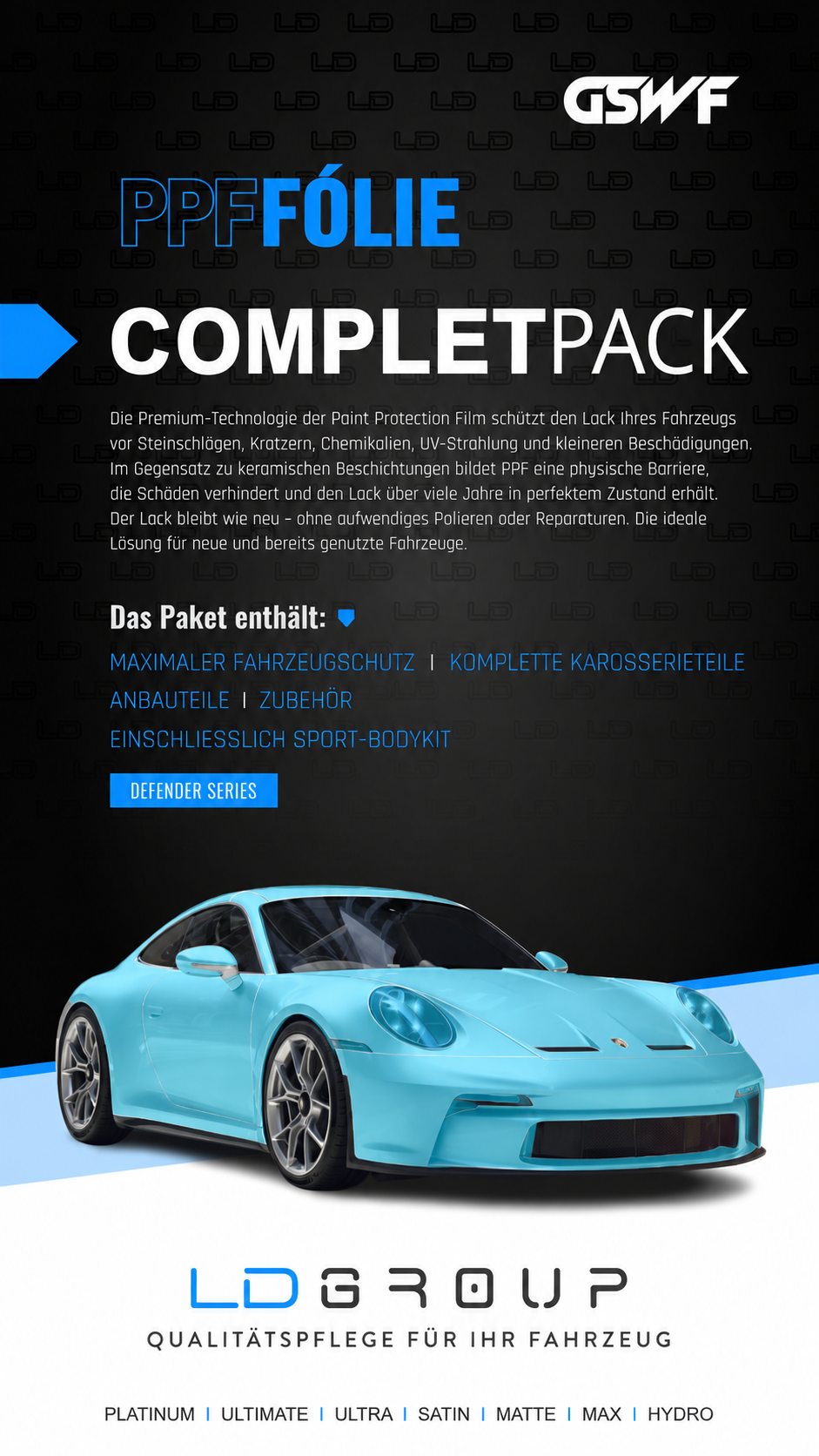 PPF Komplettpaket – vollständiger Lackschutz der Karosserie mit transparenter PPF-Schutzfolie