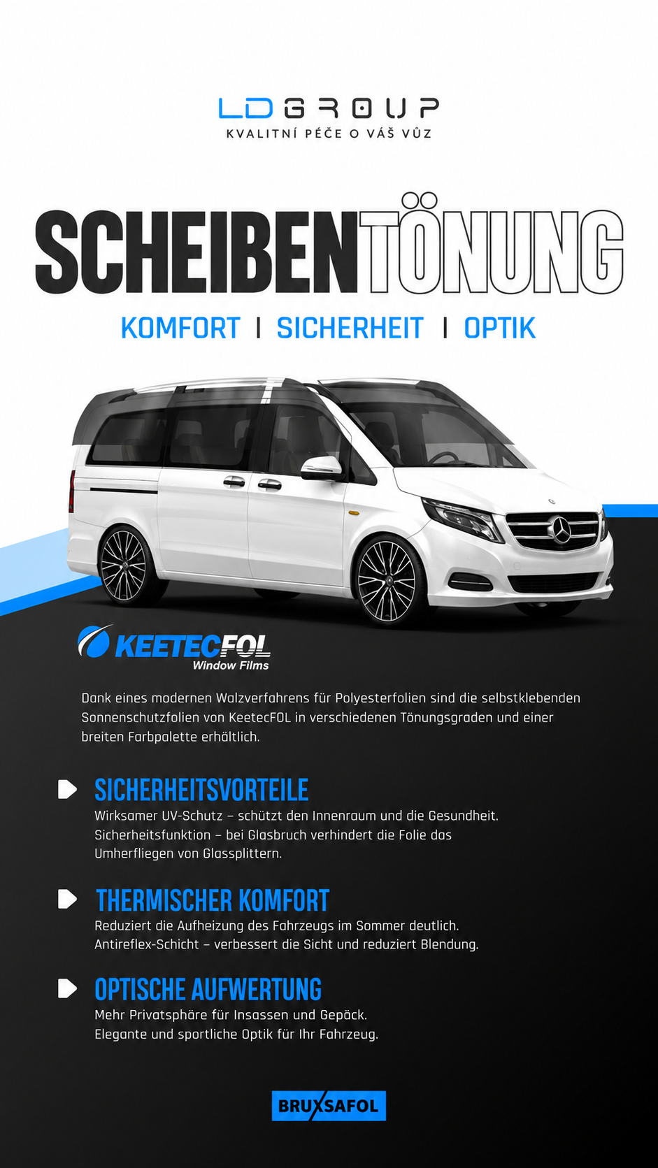 Scheibentönung für Vans – UV-Schutz, thermischer Komfort und mehr Privatsphäre bei LD Group