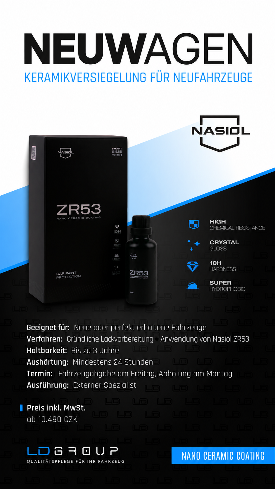 Keramikversiegelung für Neuwagen mit Nasiol ZR53 – langanhaltender Lackschutz und Tiefenglanz