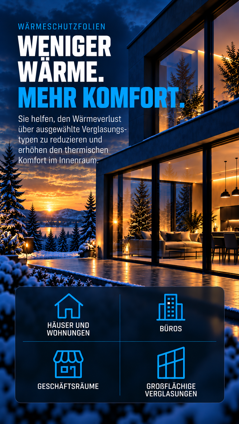 Wärmeschutzfolien helfen, Wärmeverluste zu reduzieren und den Komfort in Häusern, Wohnungen, Büros und Geschäftsräumen zu erhöhen.