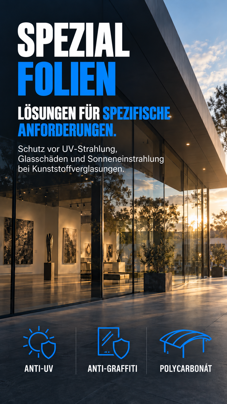 Spezialfolien für besondere Anforderungen an Glasflächen in gewerblichen und privaten Objekten