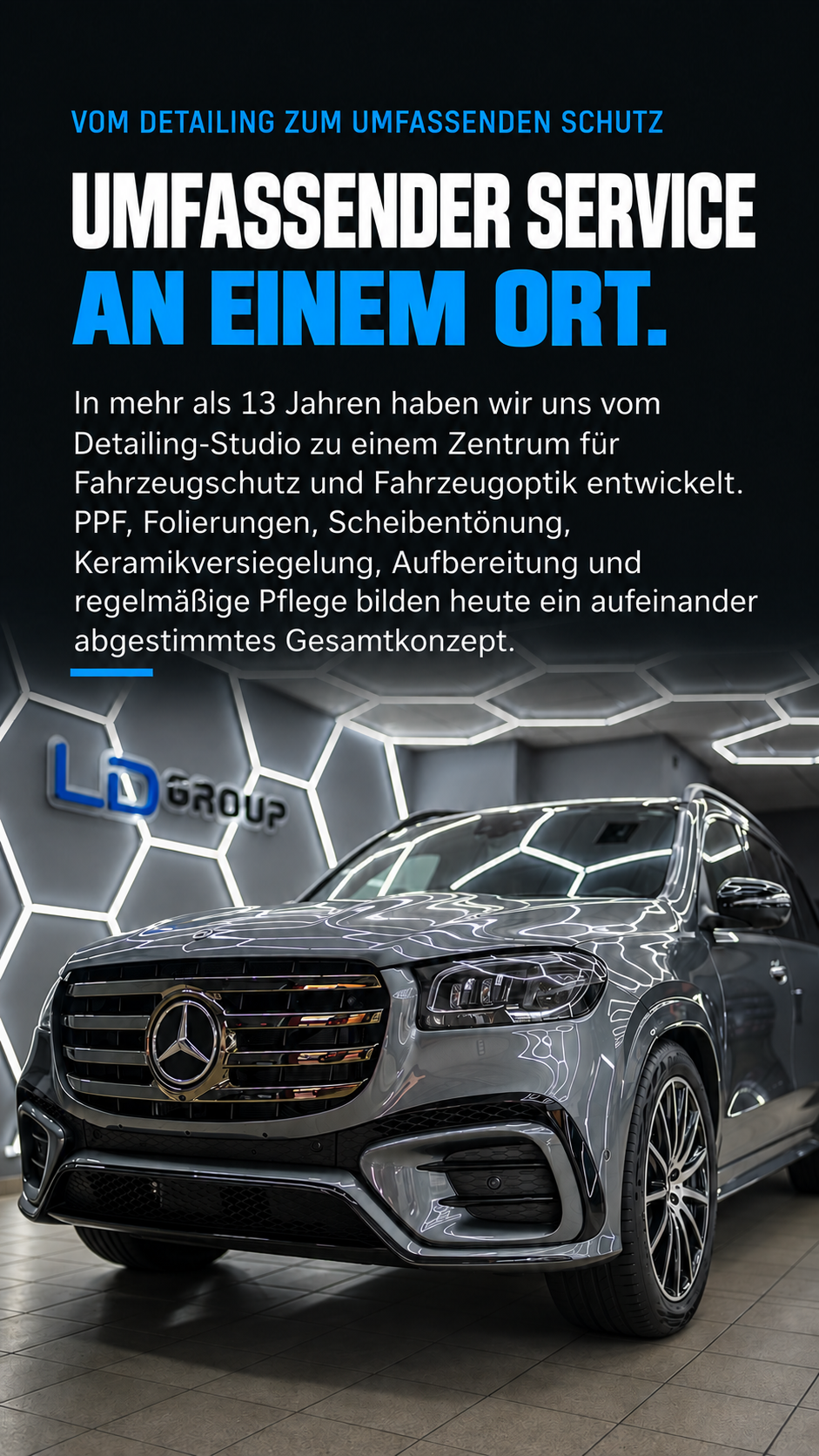 Professionelle Fahrzeugaufbereitung und präzise Arbeit in der Werkstatt von LD Group