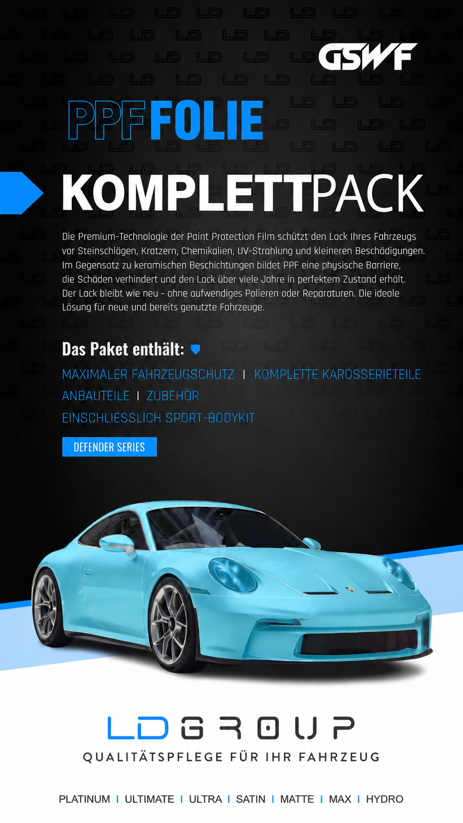 PPF Komplettpaket – vollständiger Lackschutz der Karosserie mit transparenter PPF-Schutzfolie