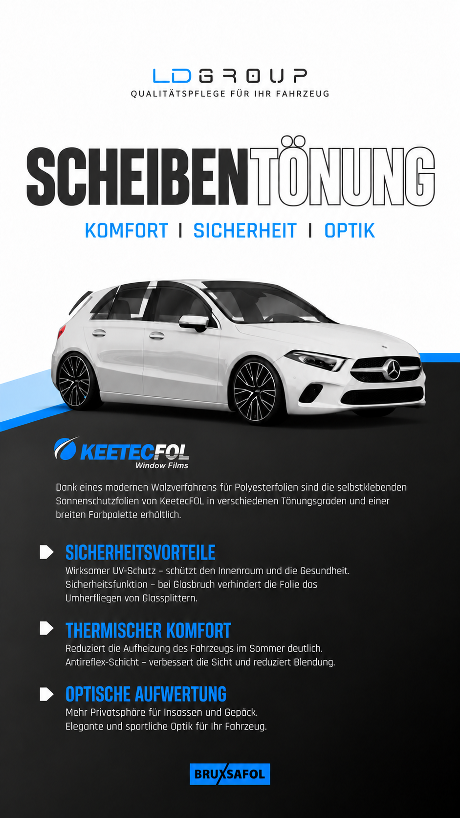 Scheibentönung für PKW – mehr Privatsphäre, UV-Schutz und Komfort bei LD Group.