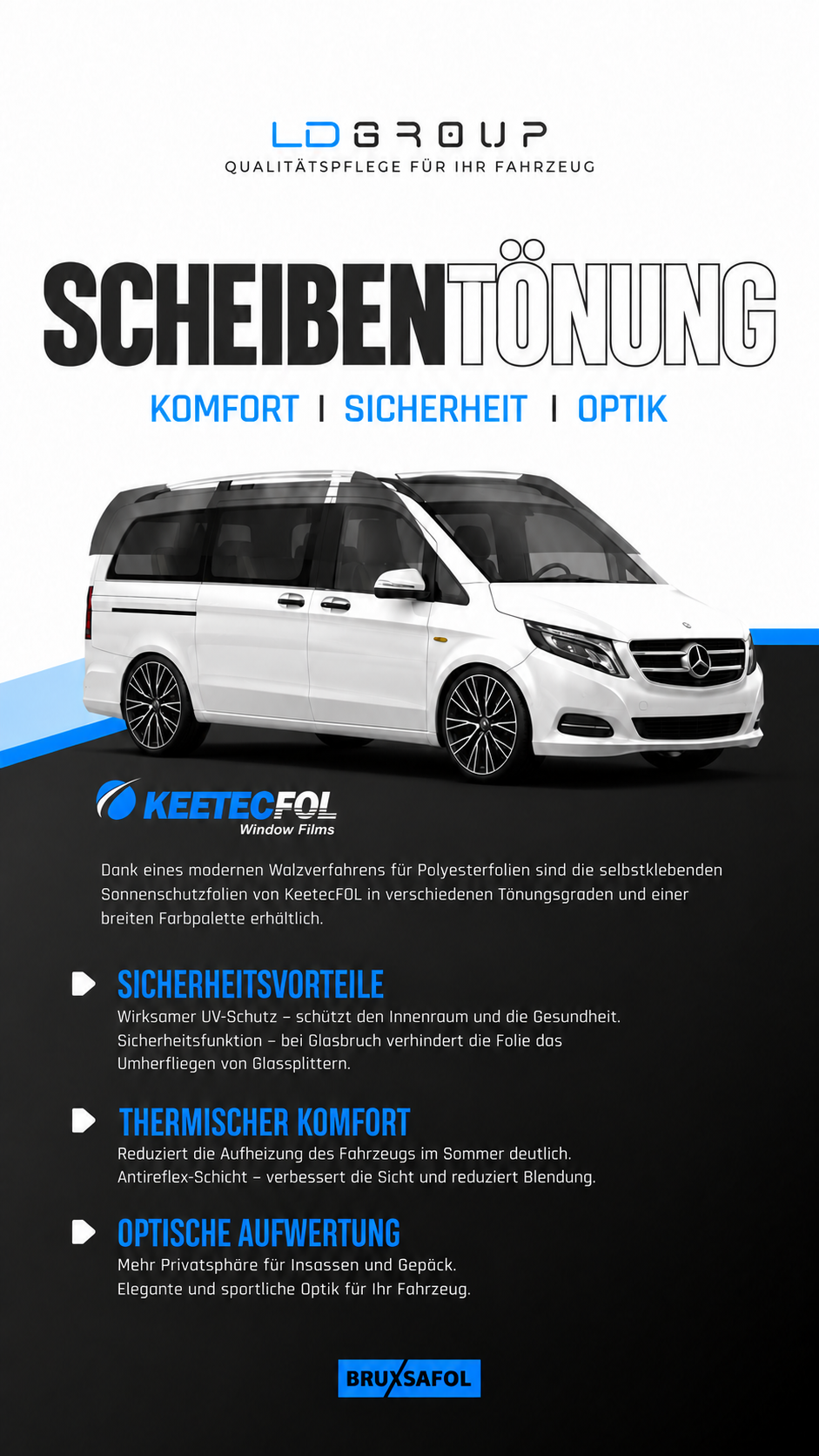 Scheibentönung für Vans – UV-Schutz, thermischer Komfort und mehr Privatsphäre bei LD Group